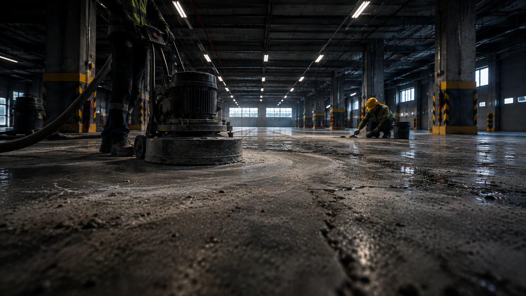 Mekanik olarak hazırlanmış, frezelenmiş beton zemin yüzeyi